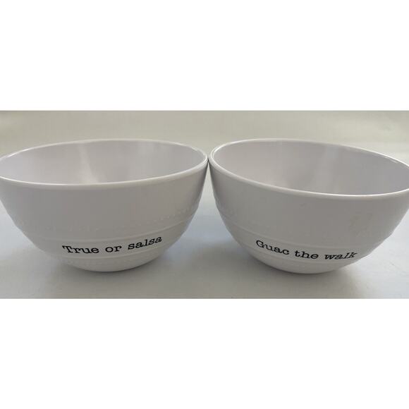 Mud Pie Melamine SALSA GUAC Serving Bowls White Outdoor Set‎ - Picture 1 of 9